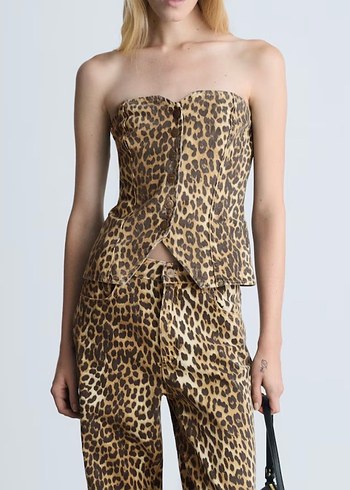 Mango Leopar Desenli Straplez Mini Büstiyer - Görsel 3