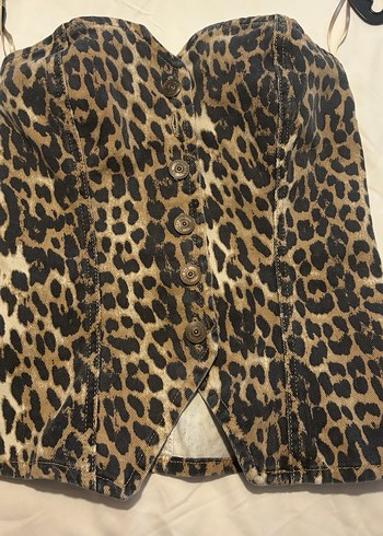 Mango Leopar Desenli Straplez Mini Büstiyer - Görsel 11