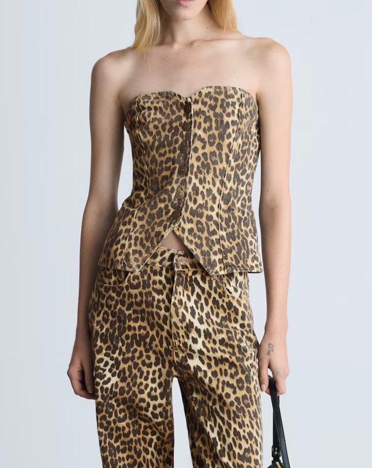 Mango Leopar Desenli Straplez Mini Büstiyer - Görsel 3