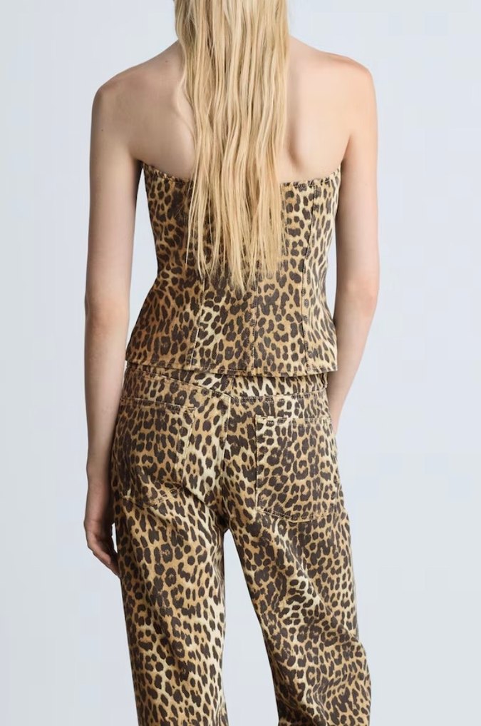 Mango Leopar Desenli Straplez Mini Büstiyer - Görsel 4