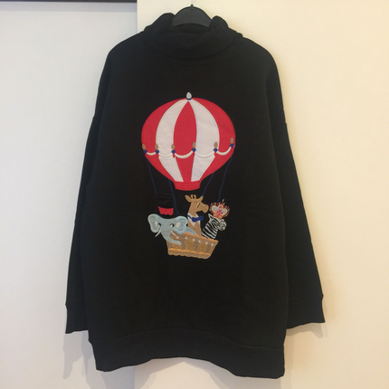 s Beden siyah Renk Fashion balon desenli sweatshirt