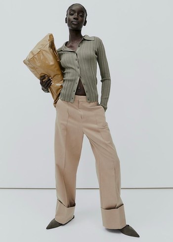 H&M lastik örgülü triko hırka - Görsel 2