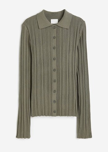 H&M lastik örgülü triko hırka - Görsel 4