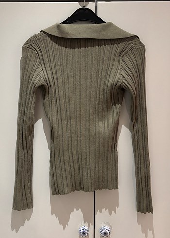 H&M lastik örgülü triko hırka - Görsel 7