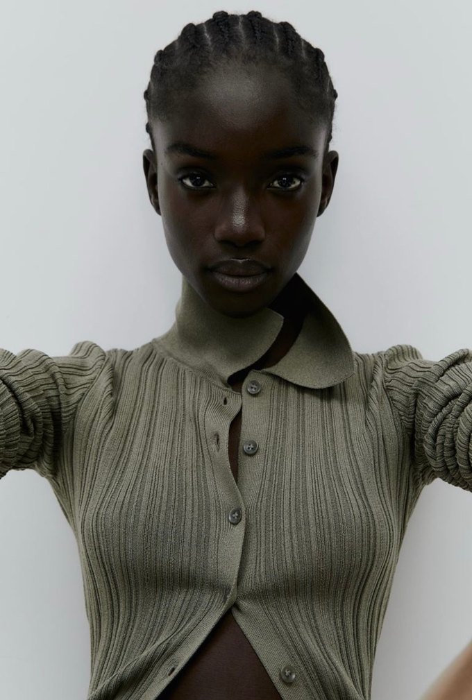 H&M lastik örgülü triko hırka - Görsel 3