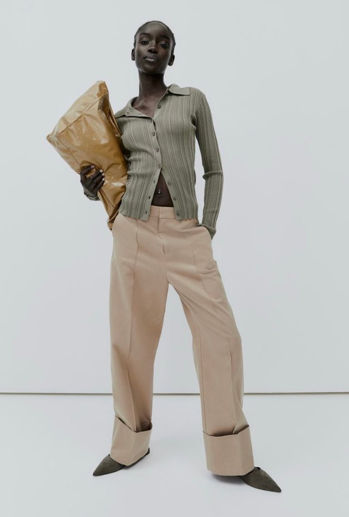 H&M lastik örgülü triko hırka - Görsel 2