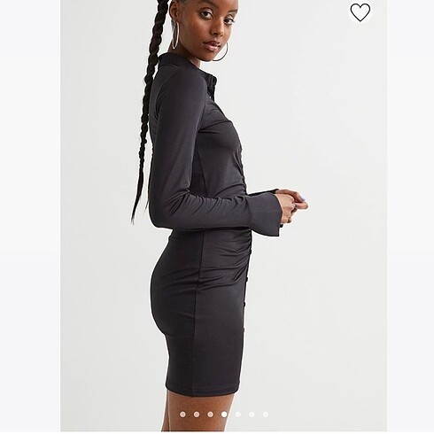 s Beden siyah Renk H&M drapeli gömlek elbise