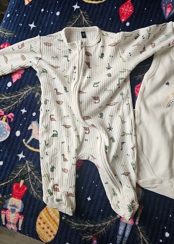 Uzun Kollu Beyaz Nakışlı Erkek Bebek Tulum - Görsel 6