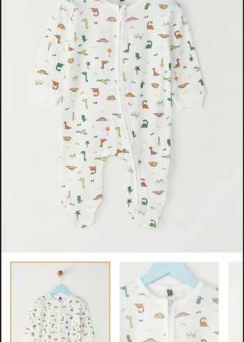 Uzun Kollu Beyaz Nakışlı Erkek Bebek Tulum - Görsel 7