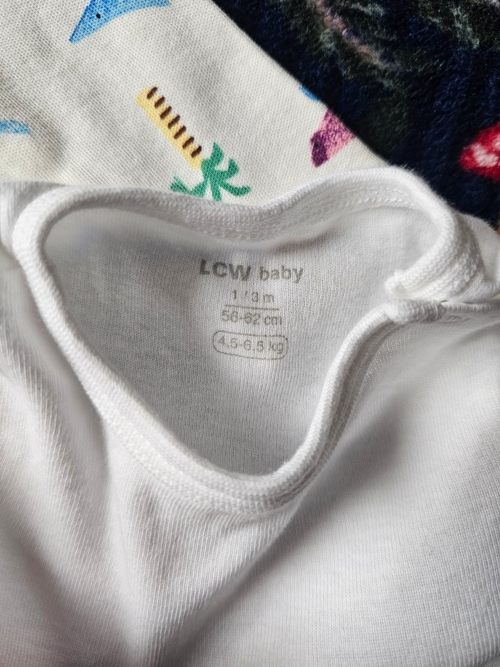 Renkli Desenli Beyaz Bebek Tulum ve Body Seti - Görsel 4