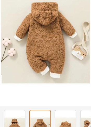 Kahverengi Kürklü Bebek Erkek Tulumu - Görsel 3