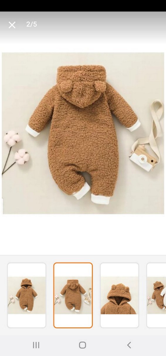 Kahverengi Kürklü Bebek Erkek Tulumu - Görsel 3