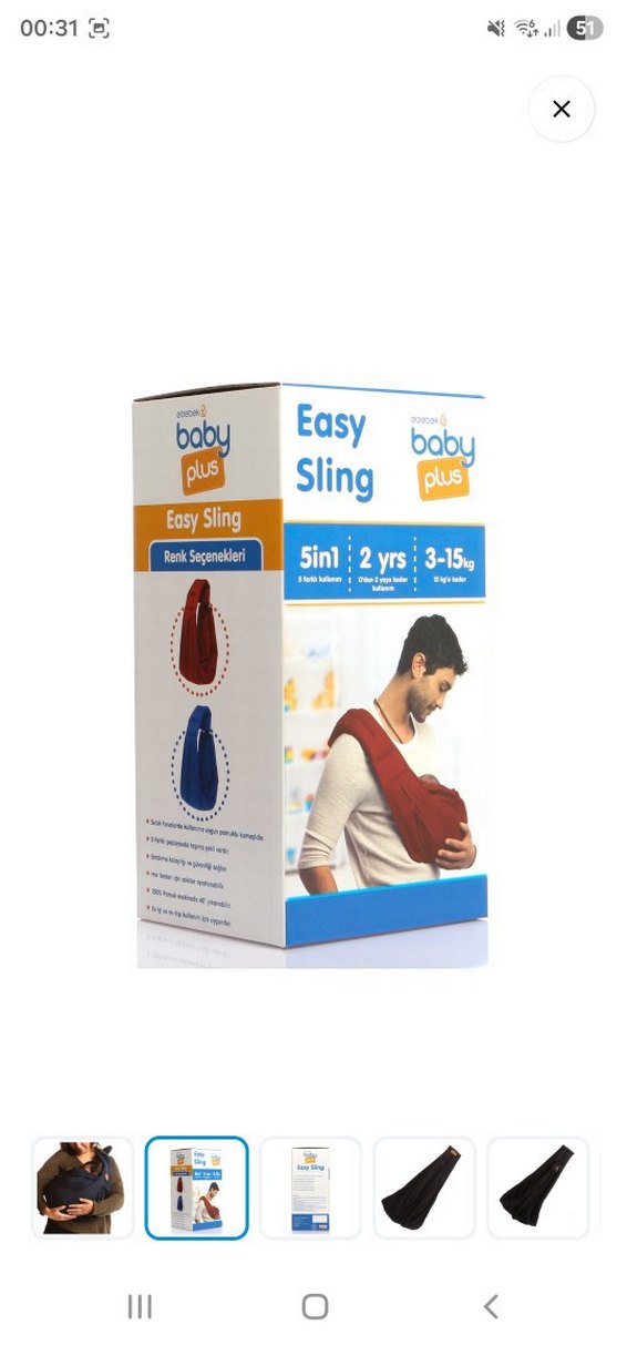 Easy Sling Çok Renkli Bebek Taşıyıcı - Görsel 2