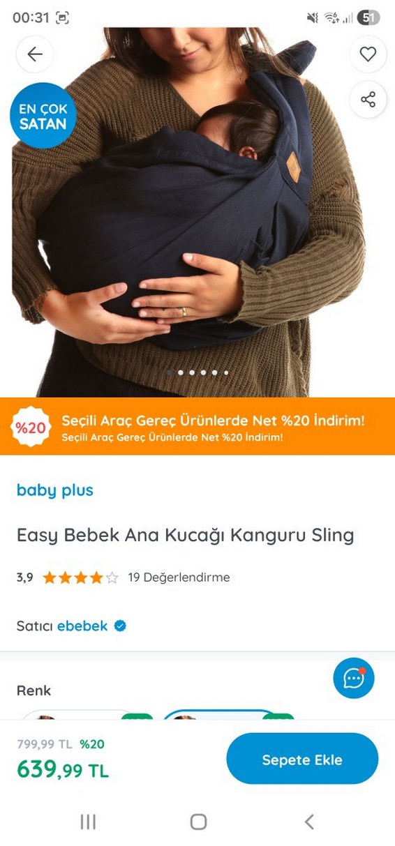 Easy Sling Çok Renkli Bebek Taşıyıcı - Görsel 4
