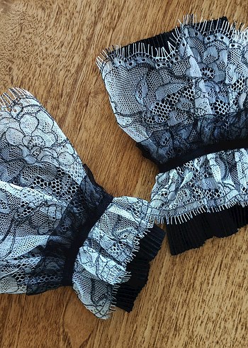 Gri Dantel Detaylı Gotik Kadın kolluk - Görsel 4