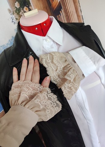 Bej Dantel Detaylı Gotik Kadın kolluk - Görsel 2