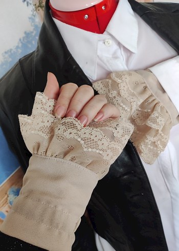 Bej Dantel Detaylı Gotik Kadın kolluk - Görsel 3