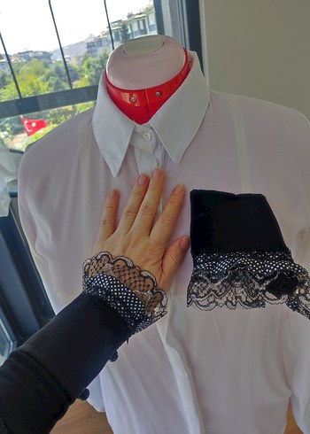 Beden beyaz Renk Dantel Detaylı Gotik Kadın Eldiveni