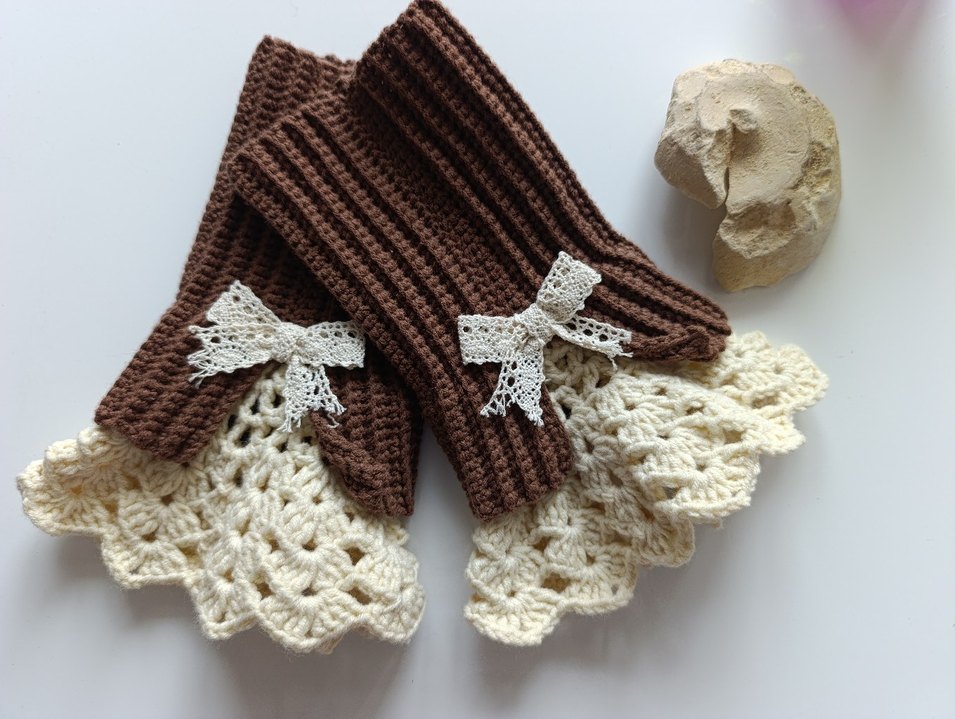 Dantel Detaylı Örgü Kadın Eldiveni - Görsel 3