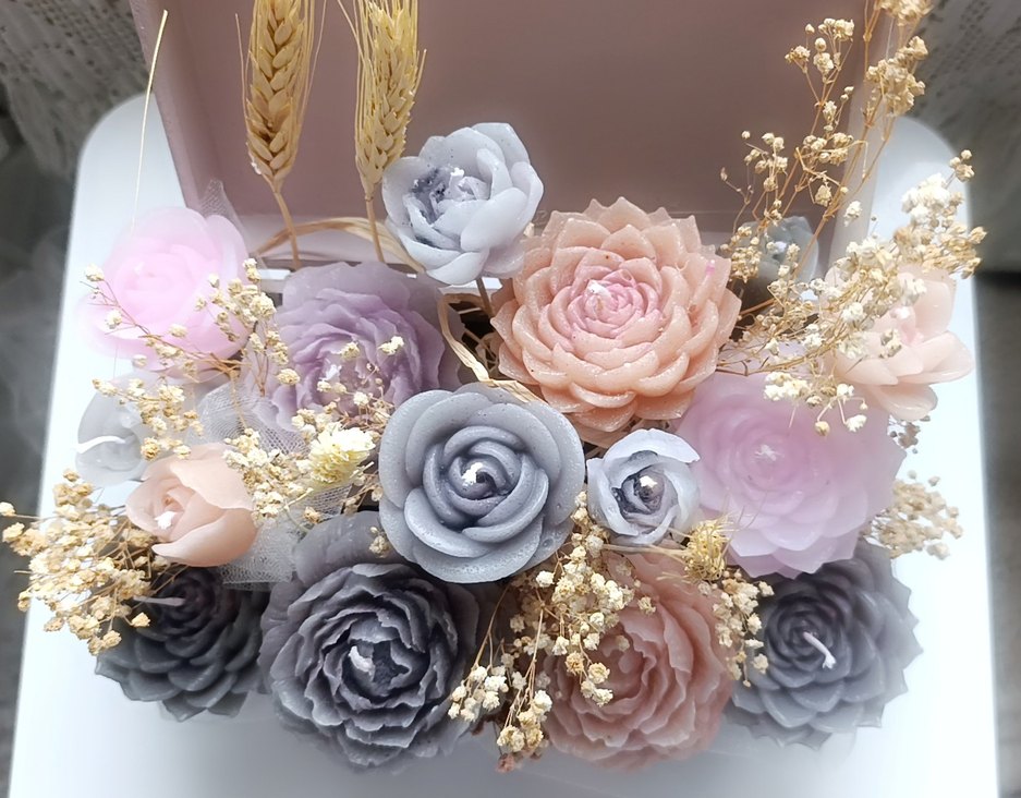 Pastel Pembe ve Gri Çiçek #MumSepeti - Görsel 2