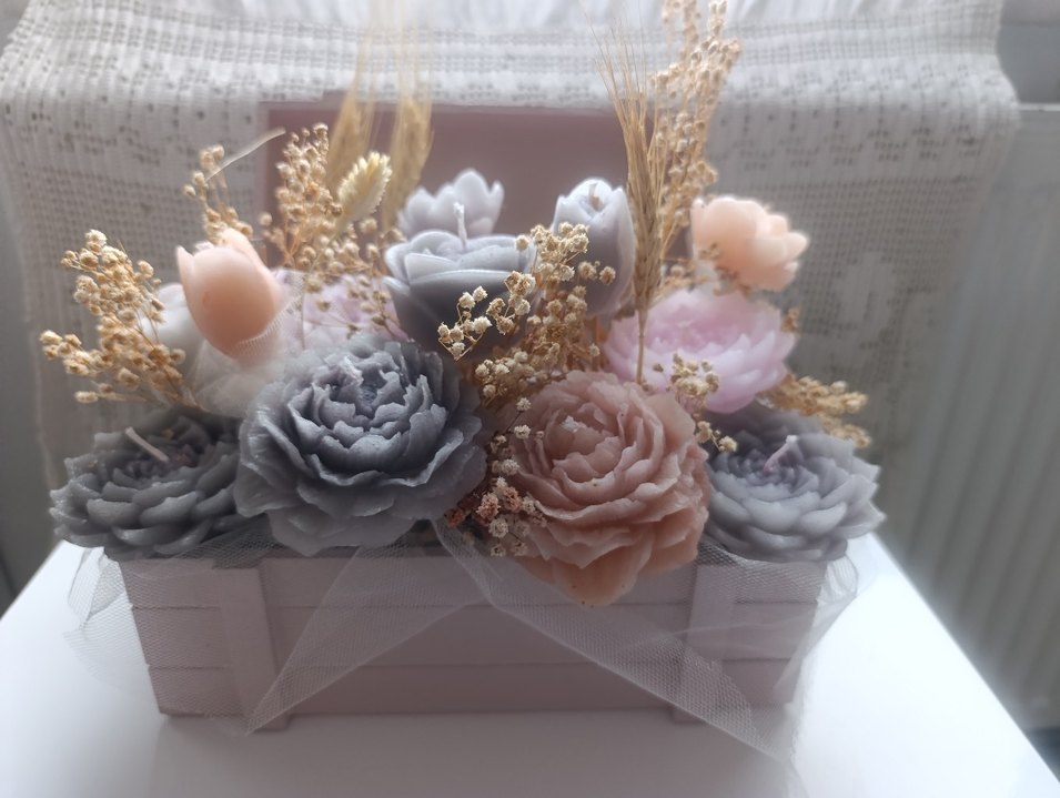 Pastel Pembe ve Gri Çiçek #MumSepeti - Görsel 3