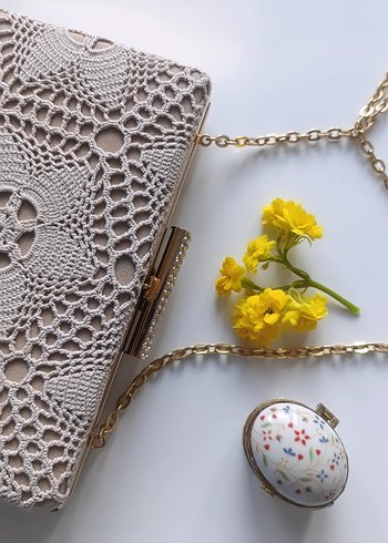 Bej Nakışlı Bohem Kadın Portföy Çanta - Görsel 6