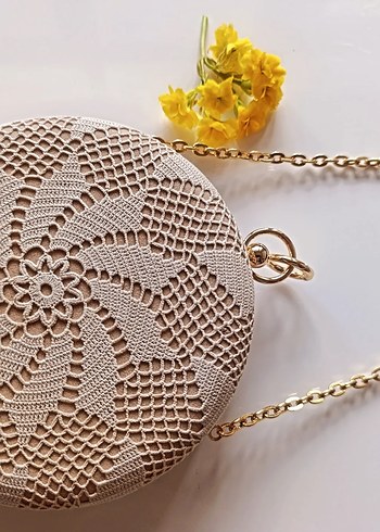 Bej Nakışlı Bohem Kadın Portföy Çanta - Görsel 5