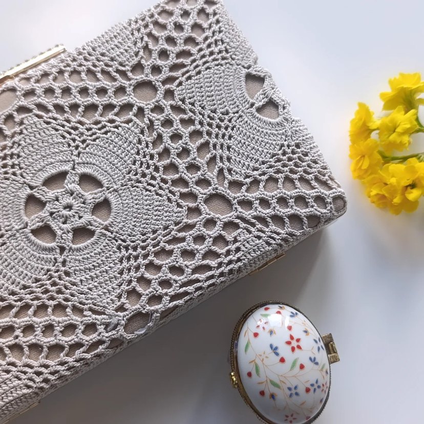 Bej Nakışlı Bohem Kadın Portföy Çanta - Görsel 4