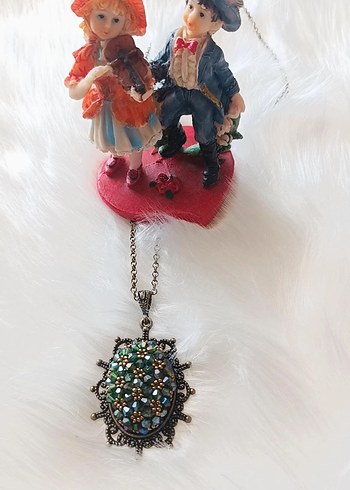 Boncuk İşlemeli Turkuaz Bohem Kolye - Görsel 4