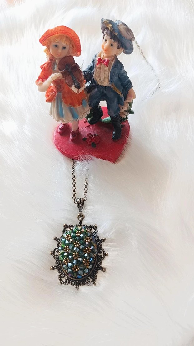 Boncuk İşlemeli Turkuaz Bohem Kolye - Görsel 4