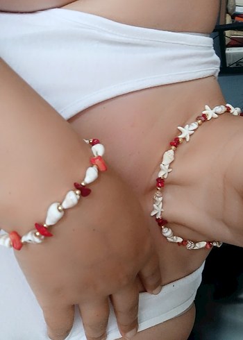 Kırmızı Boncuklu Bohem kolye ve bileklik - Görsel 3