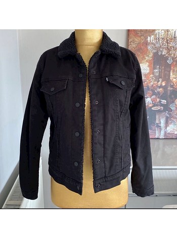 Levis İci Kurklu Siyah Denim Ceket