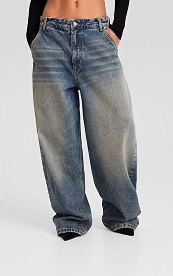Bershka Soluk efektli skater baggy jean