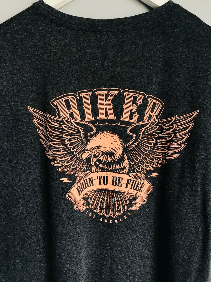 Gri Biker Baskılı Erkek Tişört - Görsel 4
