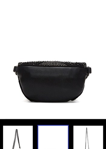 Siyah Yılan Desenli Zincir Detaylı Deri Çanta - Görsel 4