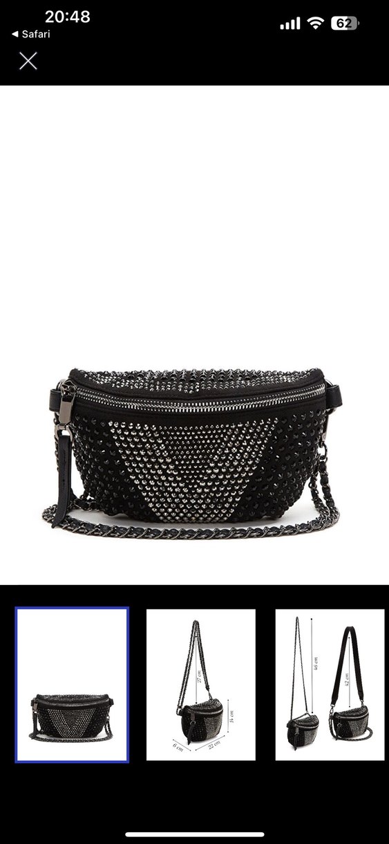 Siyah Yılan Desenli Zincir Detaylı Deri Çanta - Görsel 2