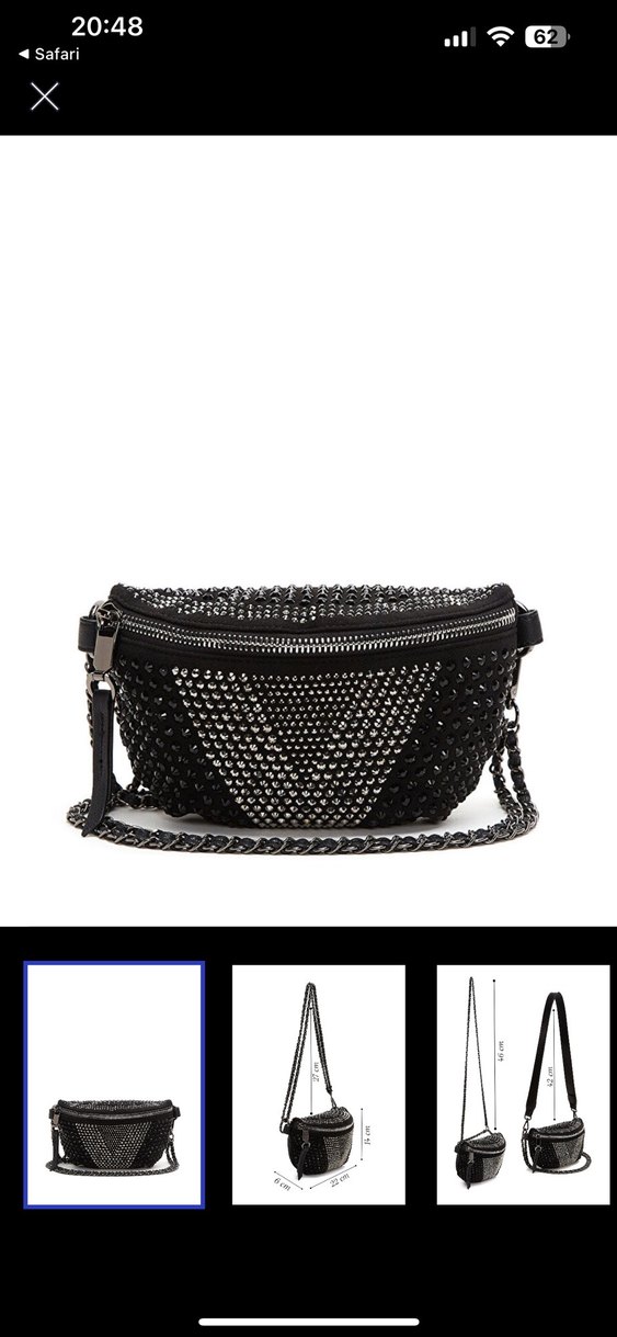 Siyah Yılan Desenli Zincir Detaylı Deri Çanta - Görsel 3