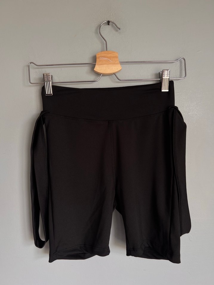 Siyah Mini Spor Tayt Çapraz Bel Detaylı - Görsel 2