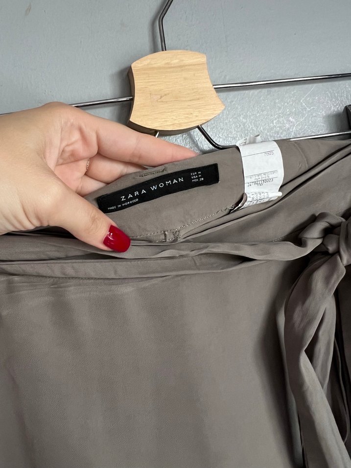 Zara Bej Drapeli Uzun Kadın Etek - Görsel 3