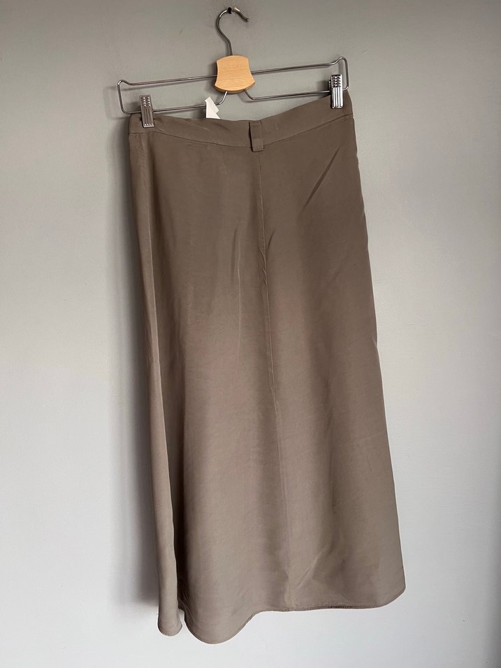 Zara Bej Drapeli Uzun Kadın Etek - Görsel 4