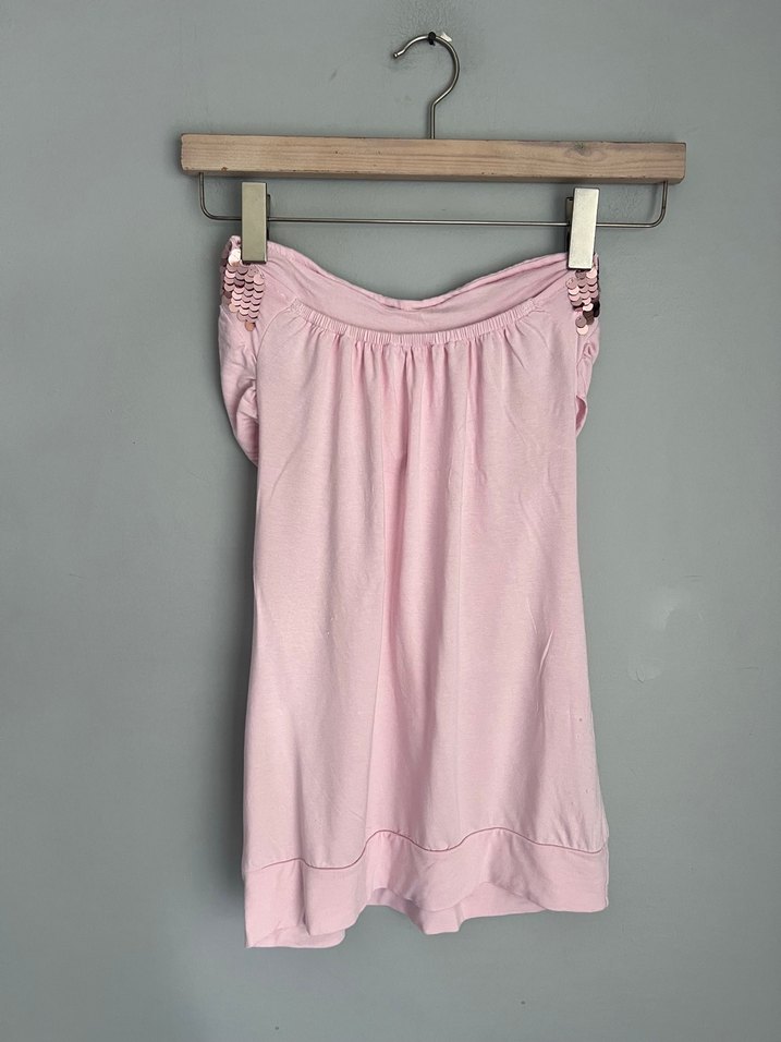 Pudra Pembe Drapeli Straplez Midi Büstiyer - Görsel 5