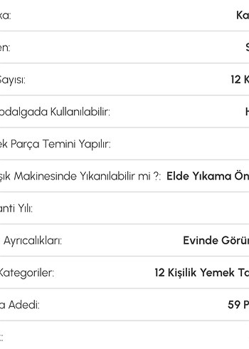 Karaca Karaca 50. Yıl İmza Koleksiyonu 59 Parça Yemek Takımı