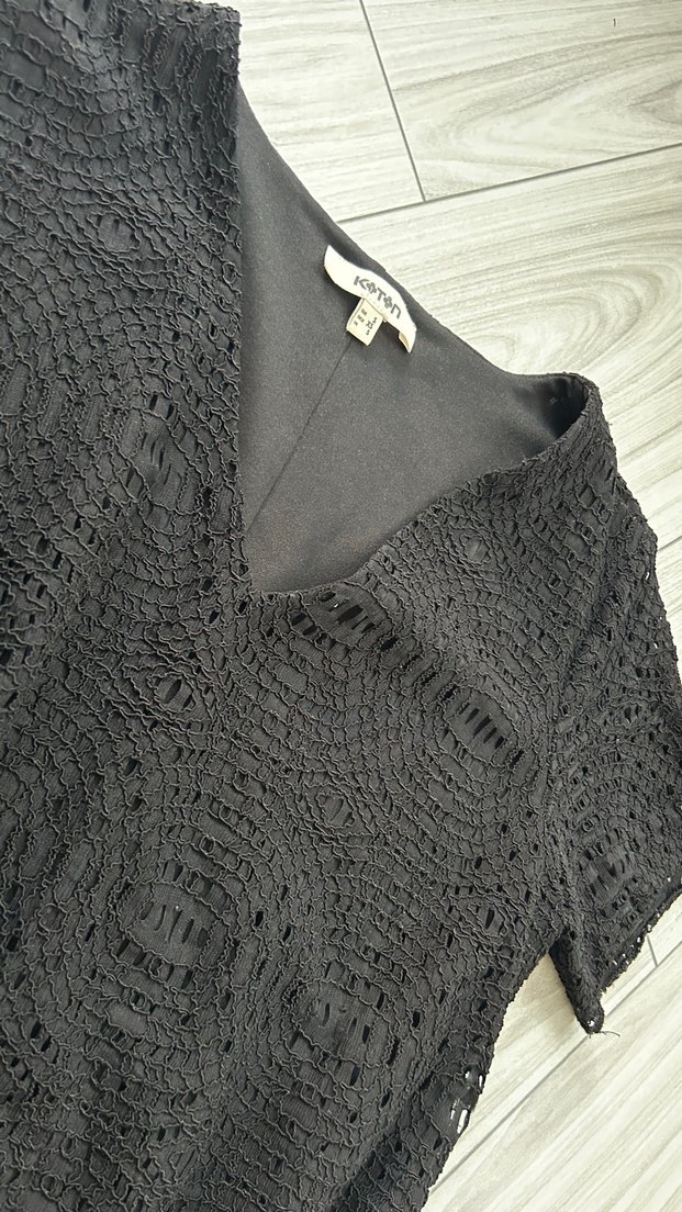 Koton Dantel Detaylı Siyah Midi Elbise - Görsel 2