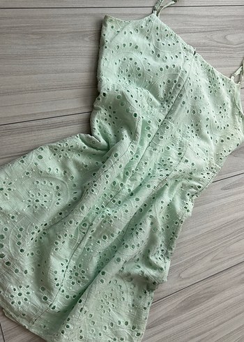 Yeşil Dantel Detaylı Bohem Kadın Elbise - Görsel 3