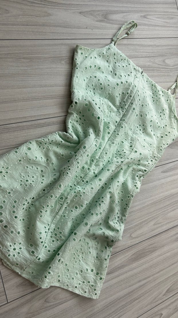 Yeşil Dantel Detaylı Bohem Kadın Elbise - Görsel 3