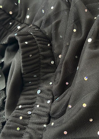 Siyah Puantiyeli Uzun Drapeli Abiye Etek - Görsel 3