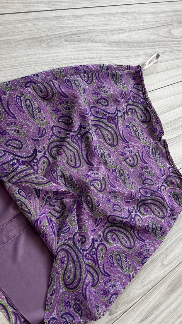 Mor İpek Görünümlü Mini Etek - Görsel 4