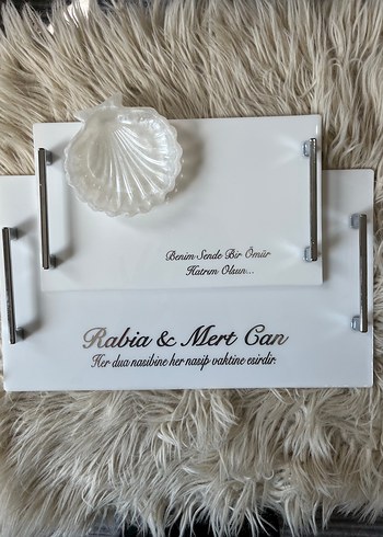  Beden Beyaz Modern Klasik Düğün Tepsisi