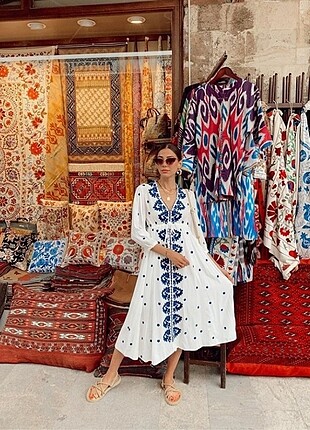 Zara Nakışlı şile bezi elbise