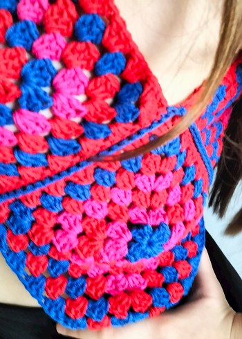 12+ Yaş, > 23 cm Beden Çocuklar için Renkli Bohem Örgü crop